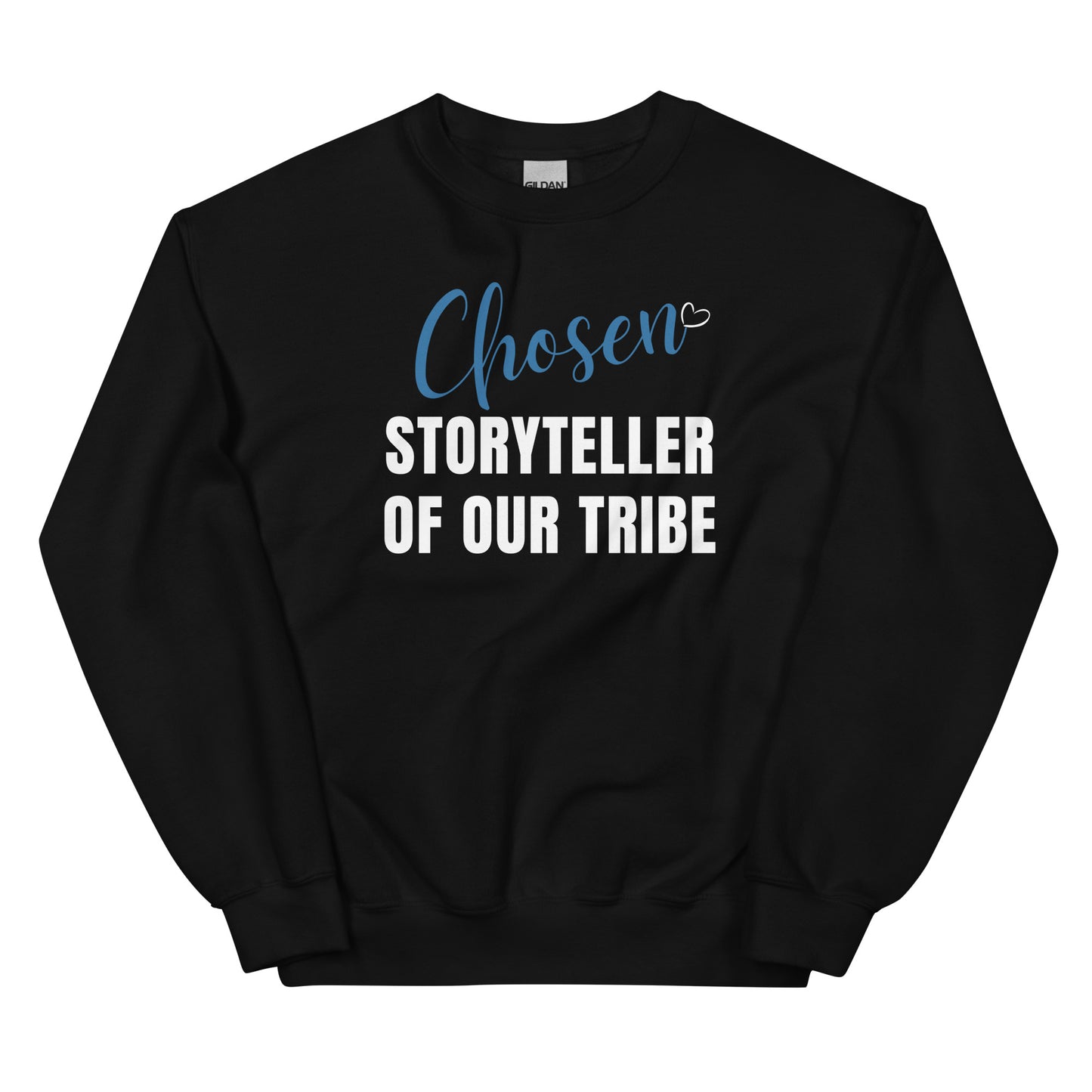 Chosen Storyteller Black Unisex Sweatshirt /Blue Chosen Lettering